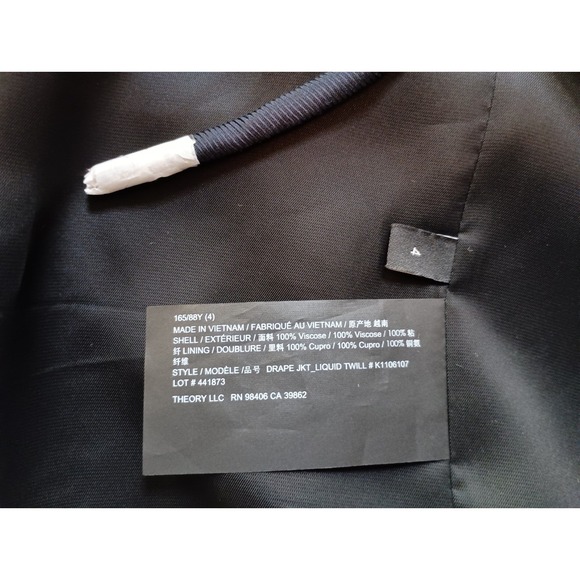 Theory Liquid Twill Drape Jacket Navy Size 4 NWT $475 Blazer Drawstring Waist - Picture 16 of 16